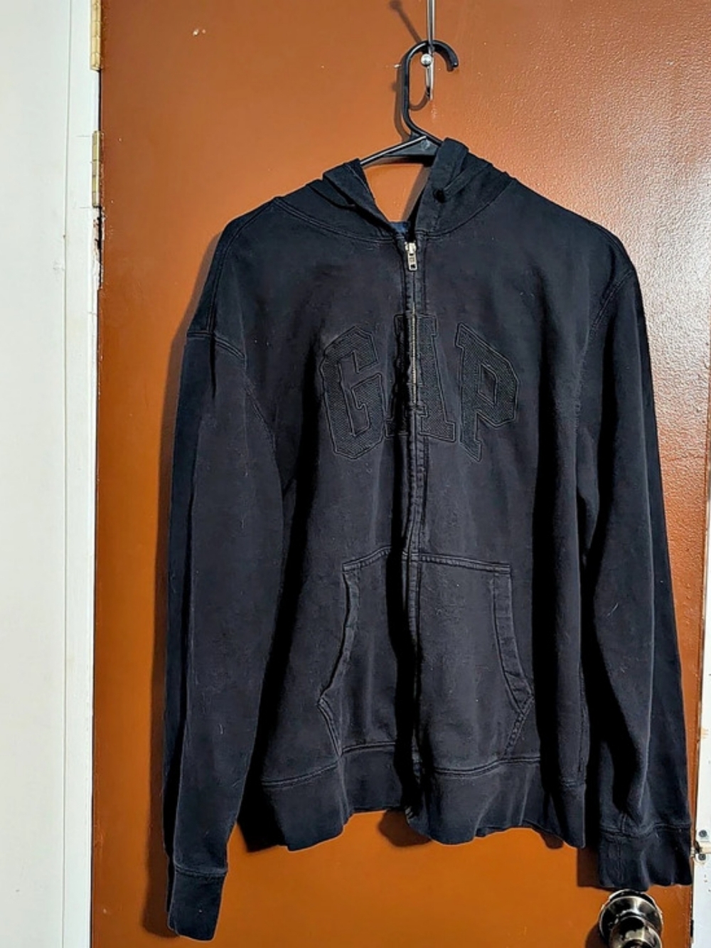 Gap VintageSoft Arch Logo Zip Hoodie Black Size Large